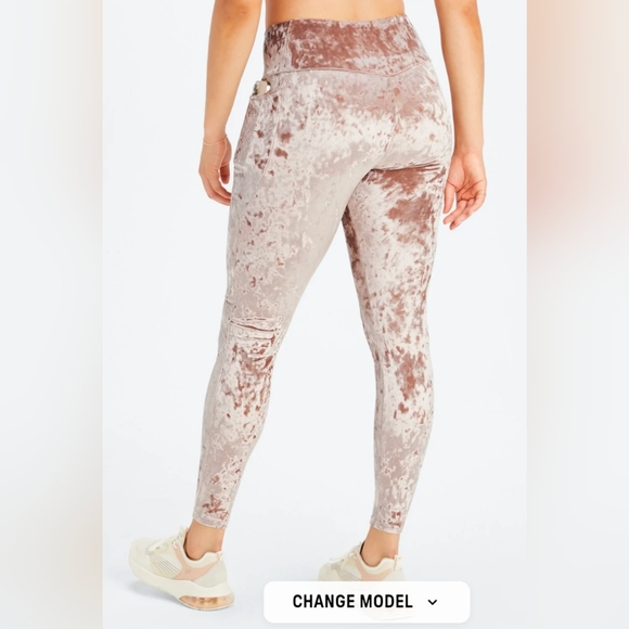 Velvet Crushed Leggings in Taupe - Picture 2 of 3